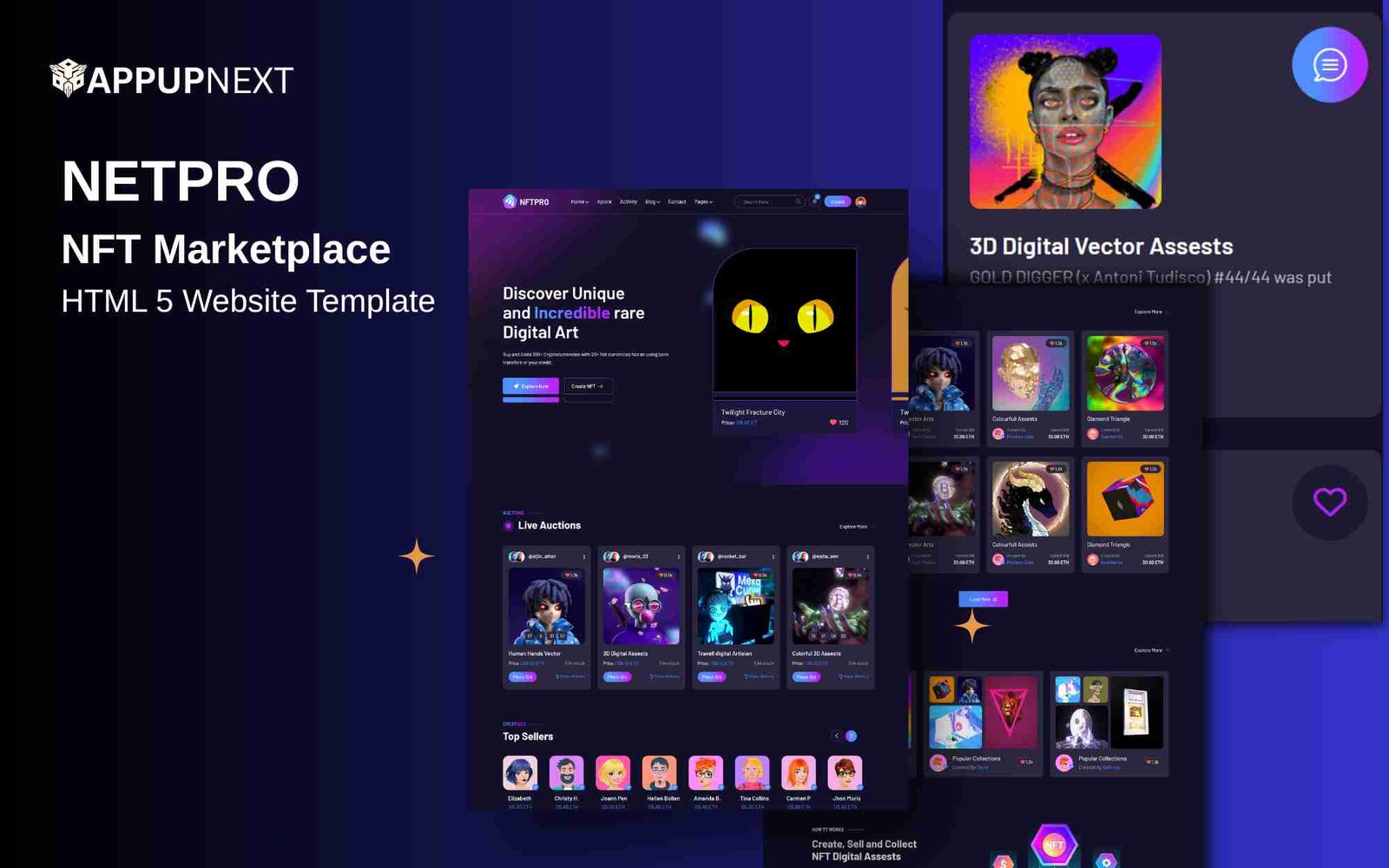 NETPRO  - NFT Marketplace - HTML 5 Website Template - v1