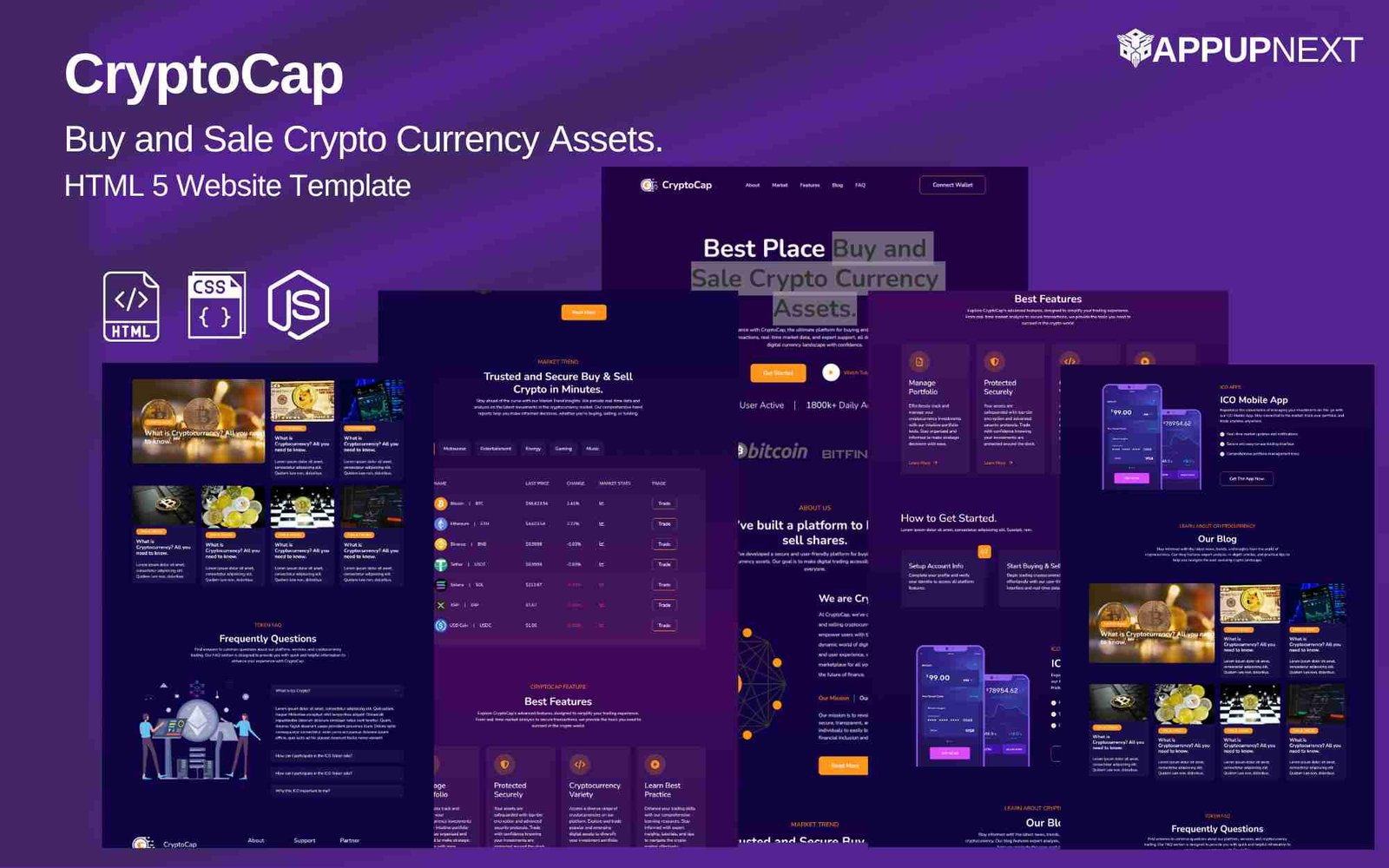 CryptoCap - Buy and Sale Crypto Currency Assets. - HTML 5 Website Template