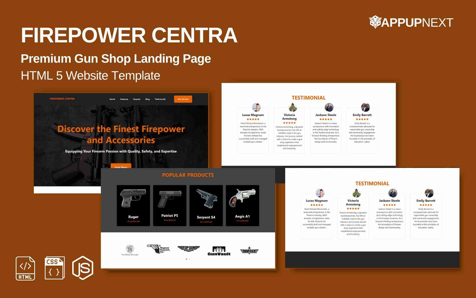 FIREPOWER CENTRA - Premium Gun Shop Landing Page - HTML 5 Website Template