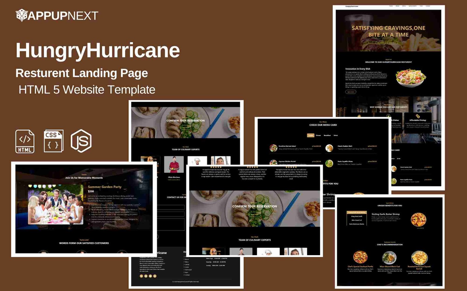 HungryHurricane  - Resturent Landing Page - HTML 5 Website Template