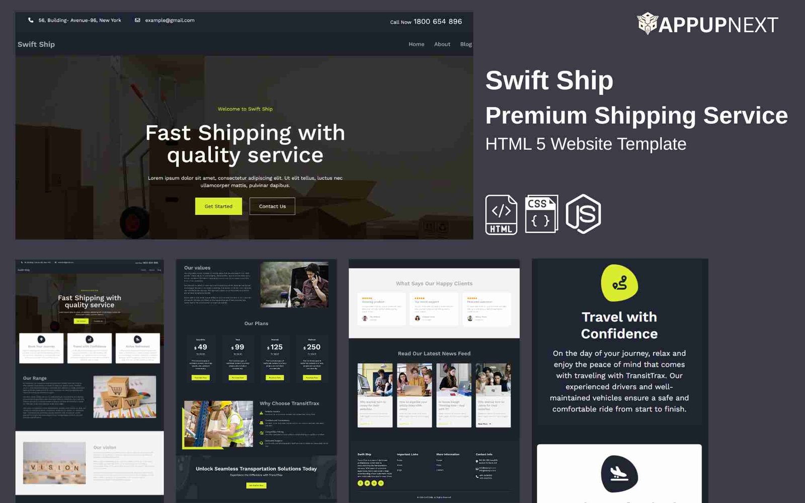 Swift Ship - Premium Shipping Service - HTML 5 Website Template
