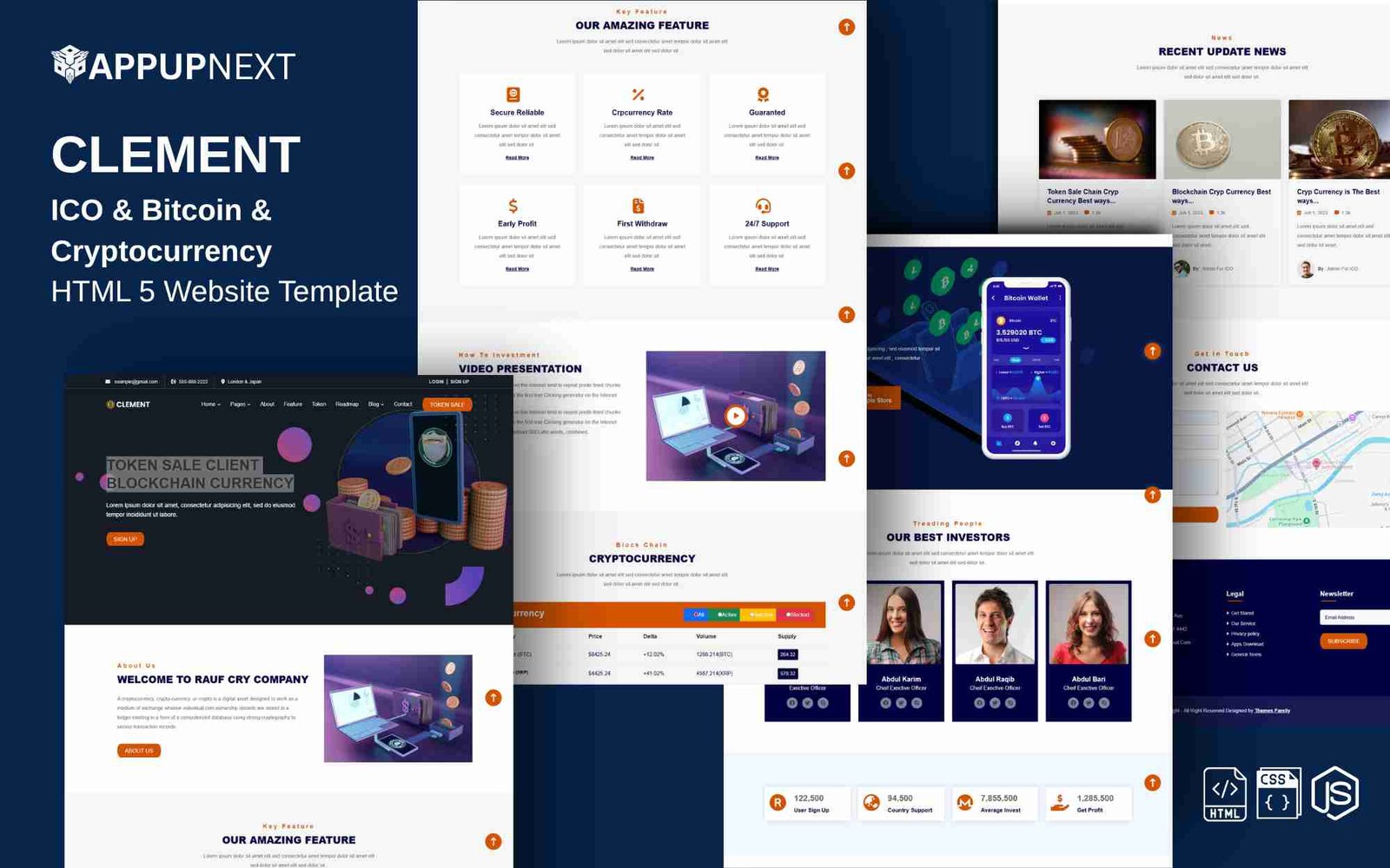 CLEMENT - ICO & Bitcoin &  Cryptocurrency  - HTML 5 Website Template - v1