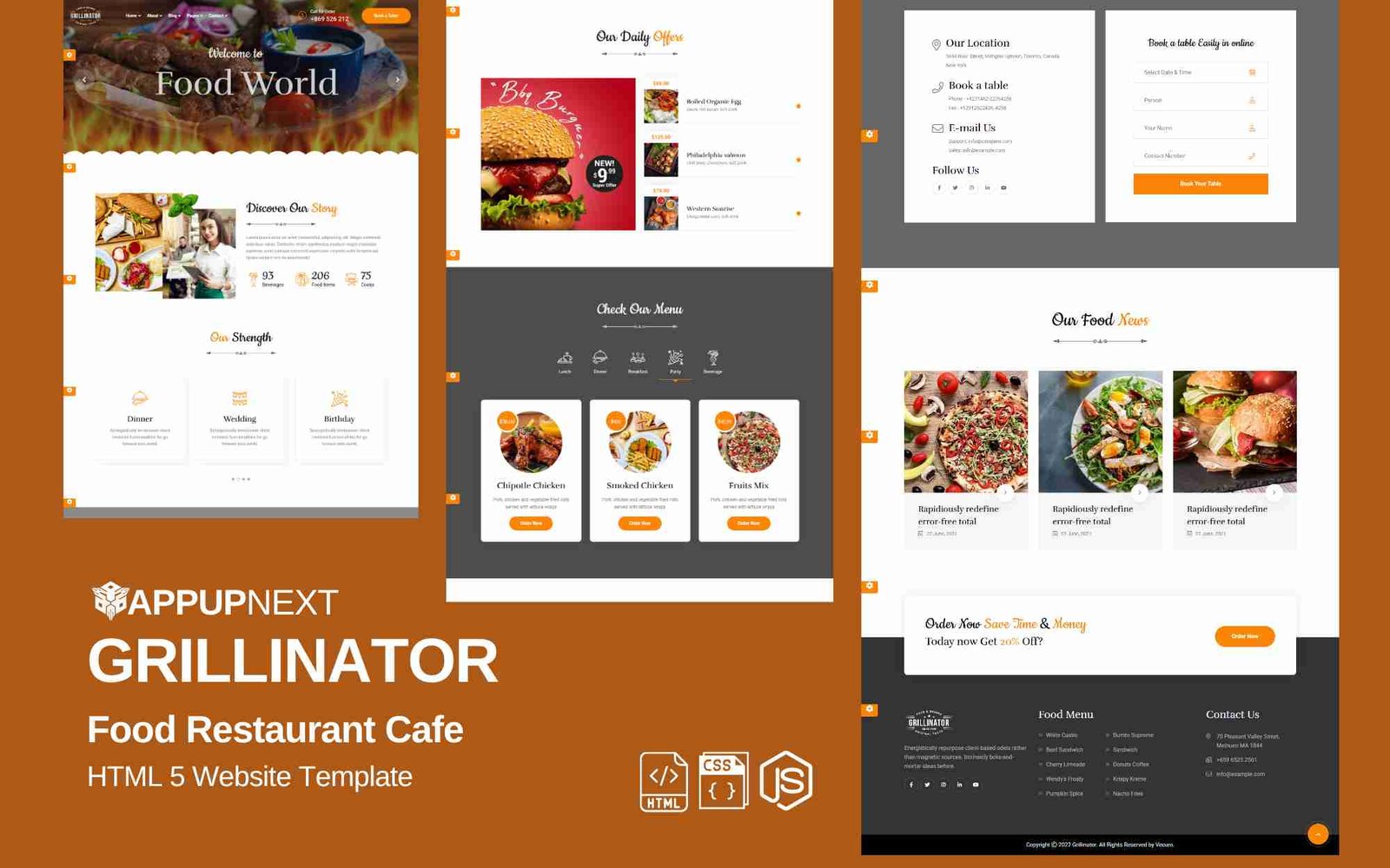 GRILLINATOR - Food Restaurant Cafe - HTML 5 Website Template - v2