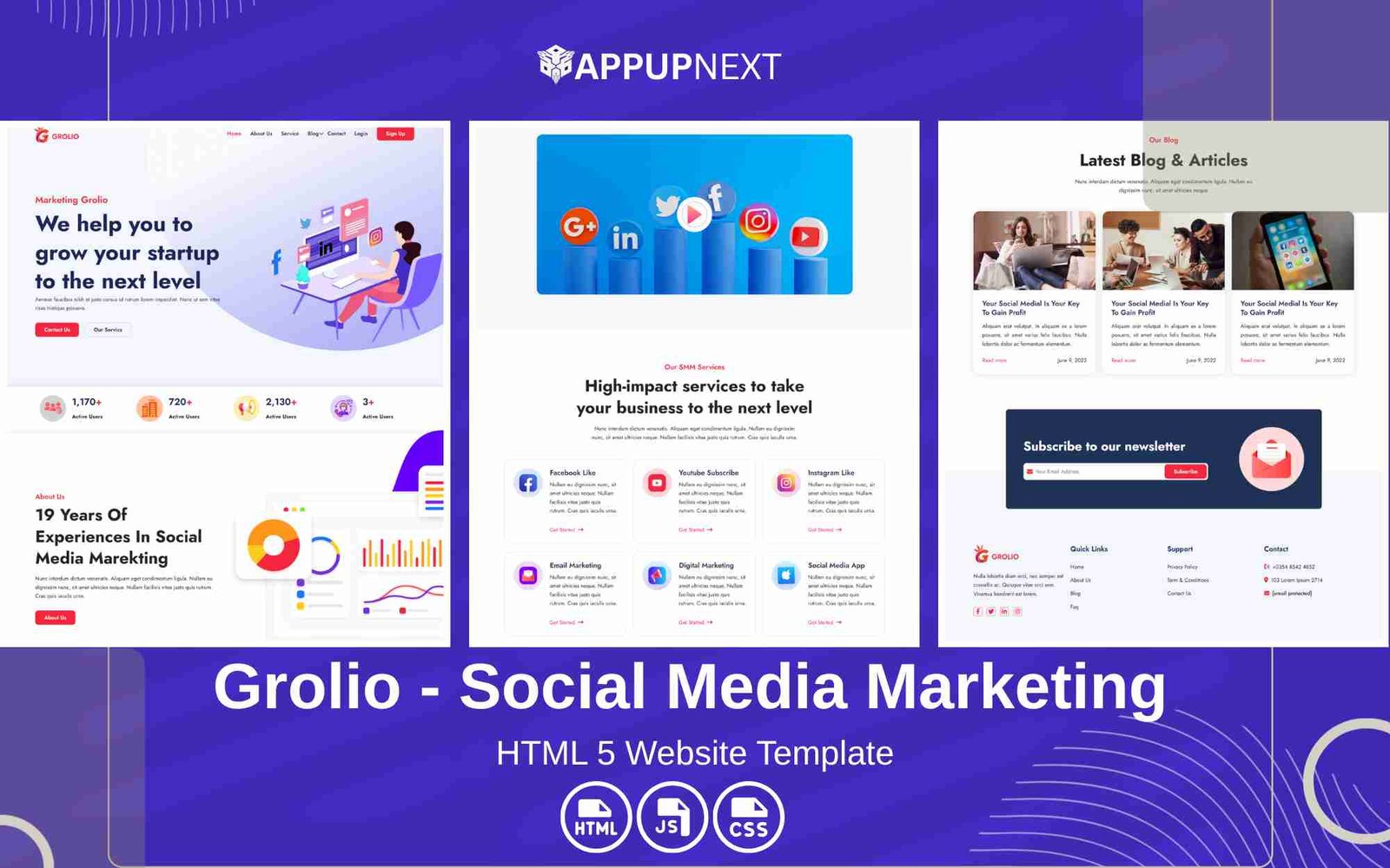 Grolio - Social Media Marketing - HTML 5 Website Template