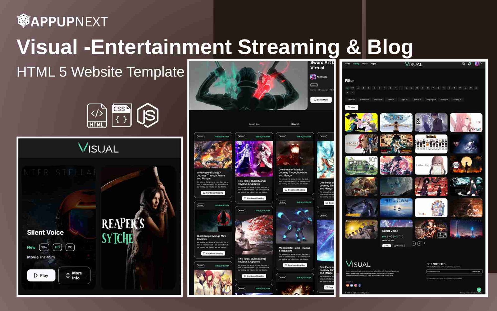 Visual - Entertainment Streaming & Blog - HTML 5 Website Template - v5