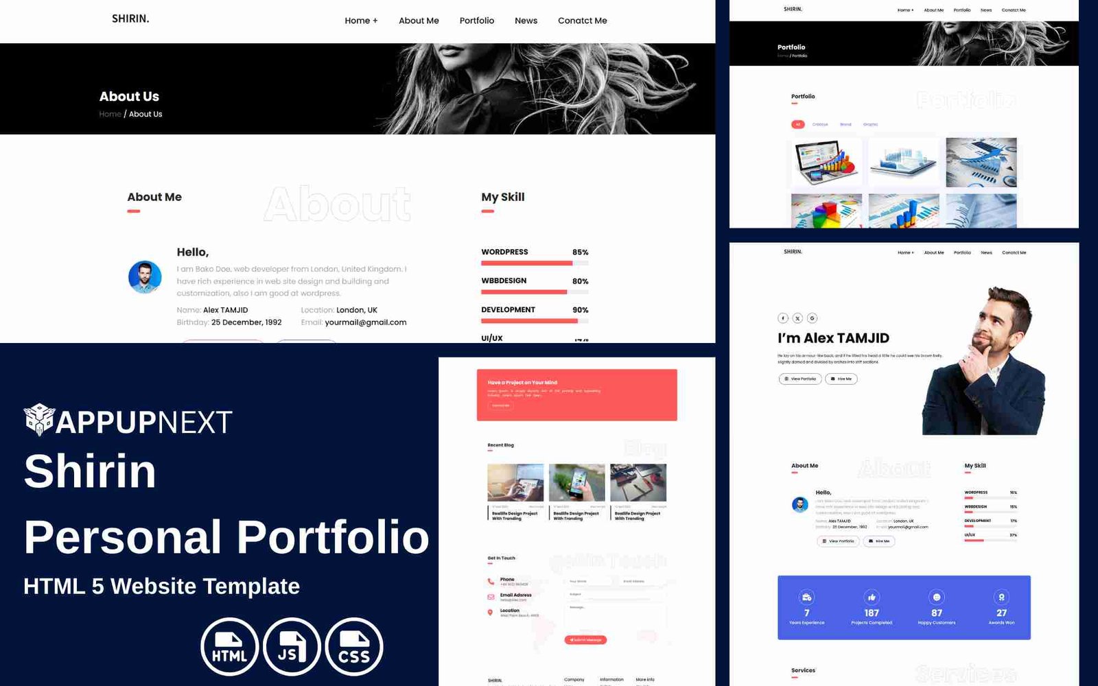 Shirin - Personal Portfolio - HTML 5 Website Template - v1