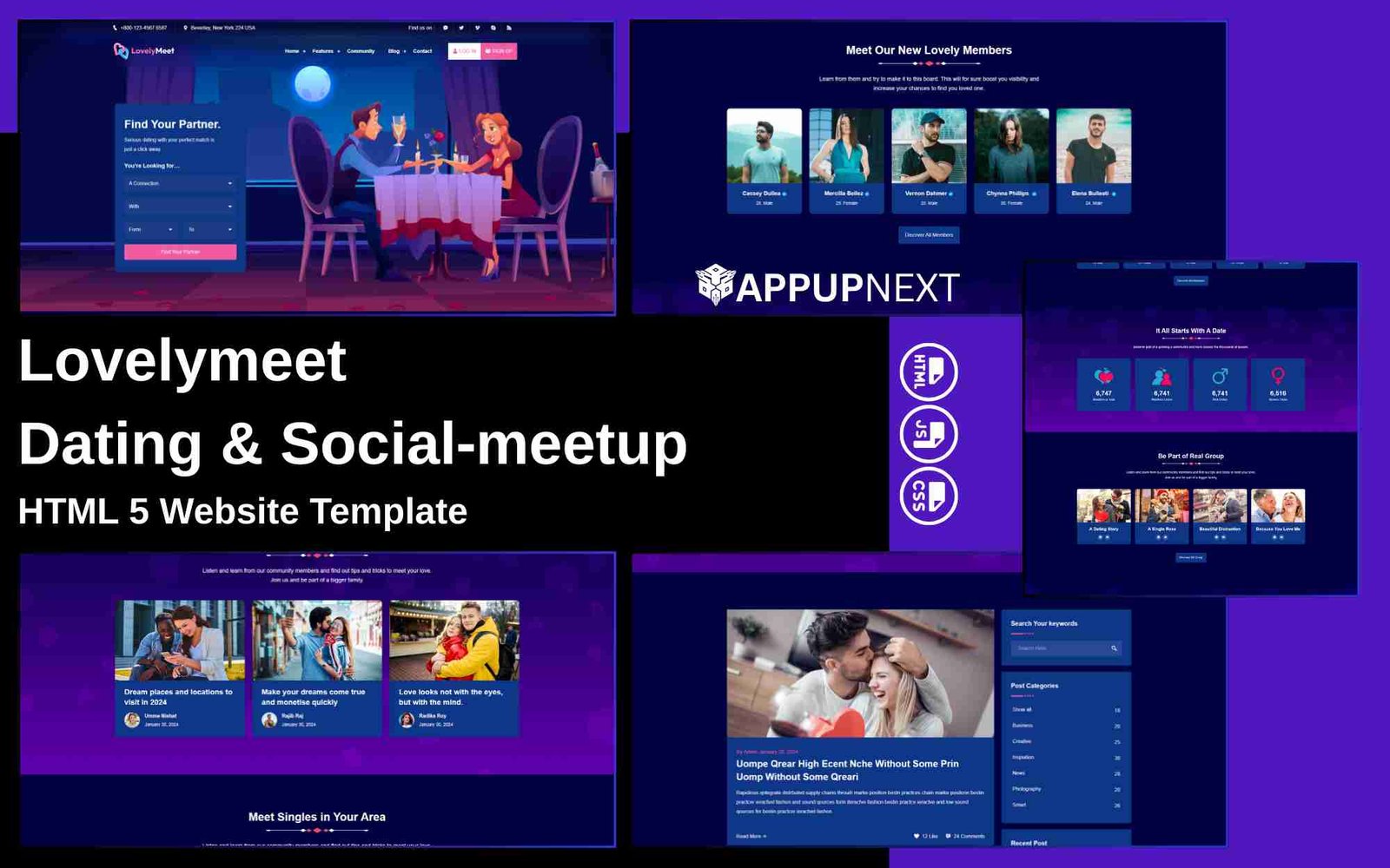 Lovelymeet - Dating & Social‑meetup - HTML 5 Website Template - v1